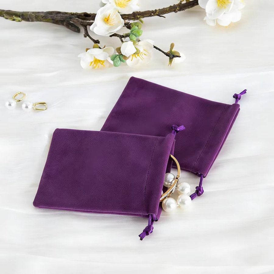 10 Stück Samtbeutel mit Kordelzug in Lila für Schmuck und Geschenke - Bild 2