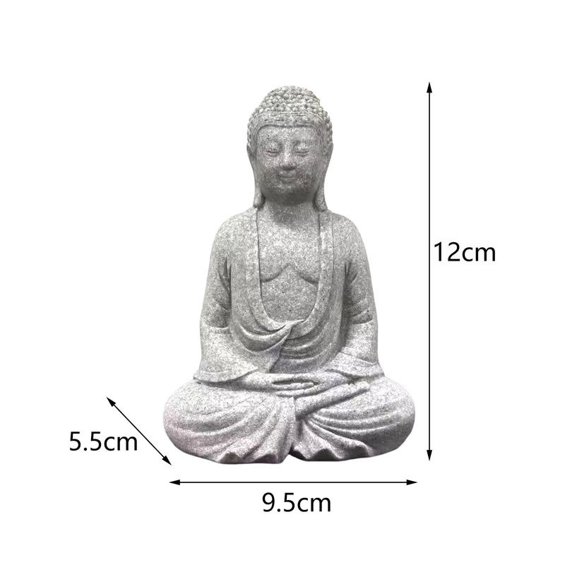 Kesoto Buddha Statue handgeschnitzte Skulptur aus Stein in Grau, stehend und orientalisch - Bild 5