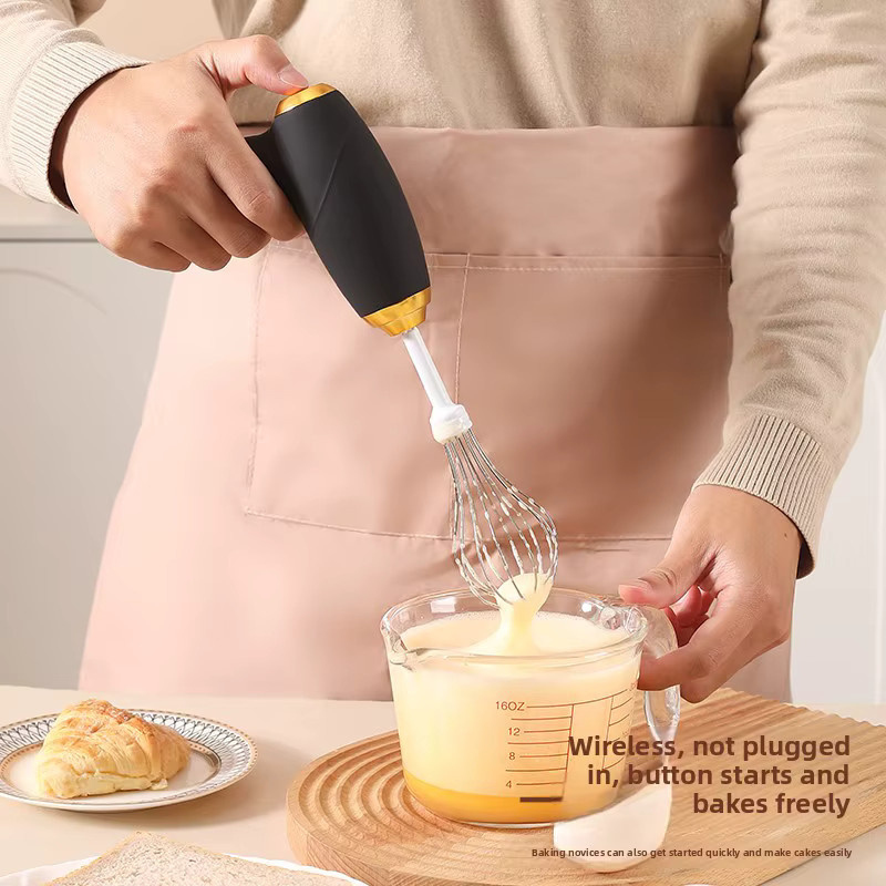 XIADYINJIA Elektrischer Milchaufschäumer und Eierschläger in Schwarz, Wiederaufladbarer 3-Gang Milch-Kaffee-Mixer aus Kunststoff - Bild 1