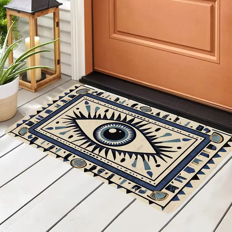 VIKAMA Evil Eye Fußmatte für Küche und Badezimmer, weich und saugfähig, Boho Design, B/T: 60 x 40 cm - Bild 3