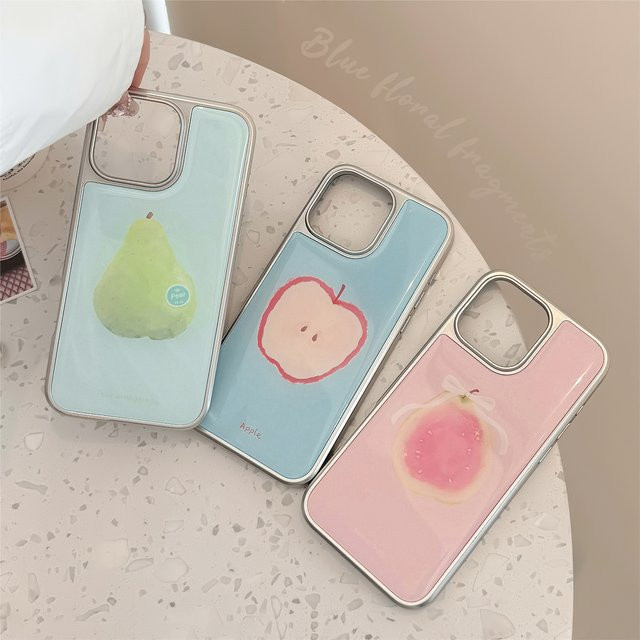 Stoßfeste iPhone Handyhülle mit koreanischem Frucht-Design in Silber und Multicolour für iPhone 17 16 15 14 13 12 Pro Max - Bild 1