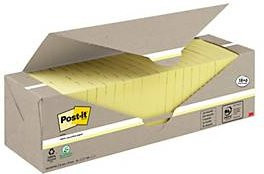Post-it Recycling Notes Haftnotizen aus PEFC-Papier, Gelb, B: 7,6 cm, T: 7,6 cm, 24 Blöcke à 100 Blatt - Bild 1