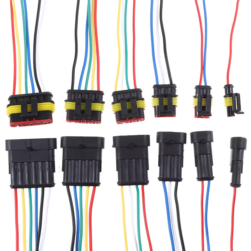 JINHF Wasserdichter elektrischer Kabelstecker mit 1 bis 6 Pins, männlich und weiblich, Farbe: Schwarz - Bild 4