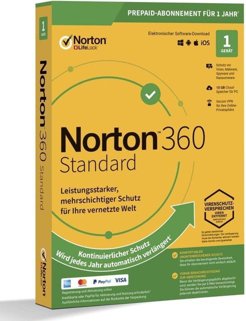 LifeLock 360 Standard Antivirus und Security Subscription für 1 Gerät für 1 Jahr mit 10 GB Cloud-Backup für Windows - Bild 1
