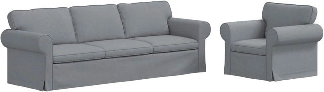 vidaXL Ecksofa 2-teilig in Hellgrau mit Stoffbezug und Metallrahmen, B/T/H: 245 x 82 x 80 cm - Bild 1