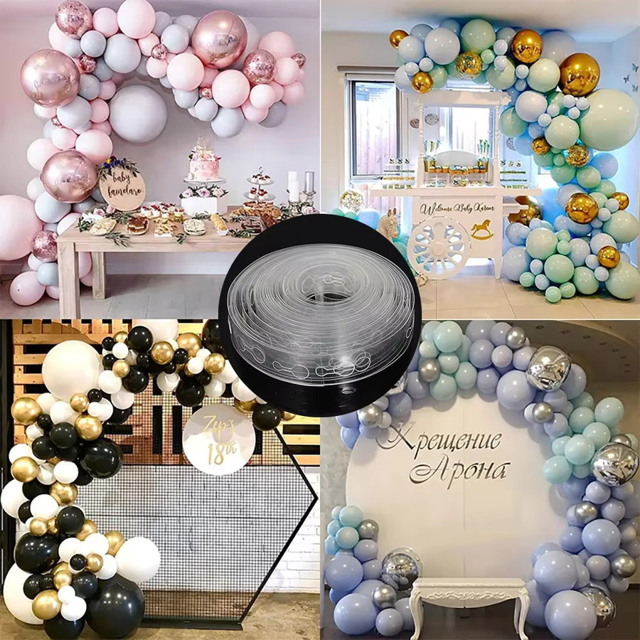BALONAQ Ballonkettenstreifen transparent, 5m DIY-Zubehör für Ballonbögen bei Hochzeit, Geburtstag oder Party - Bild 2