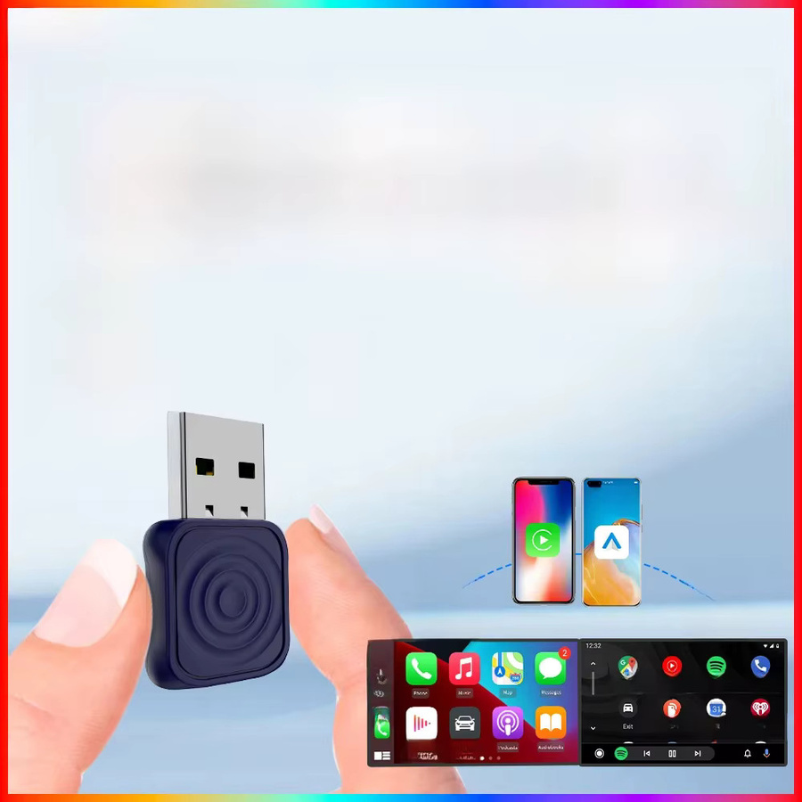 CarlinKit 5.0 Mini Wireless CarPlay und Android Auto Adapter, kabelloser USB-Dongle für iPhone und Android, Schwarz - Bild 1