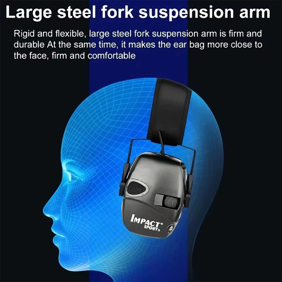 YHKEMA Taktischer Elektronischer Gehörschutz Black Over-Ear Headset mit Soundverstärkung und Anti-Lärm-Funktion für Outdoor und Sport - Bild 4