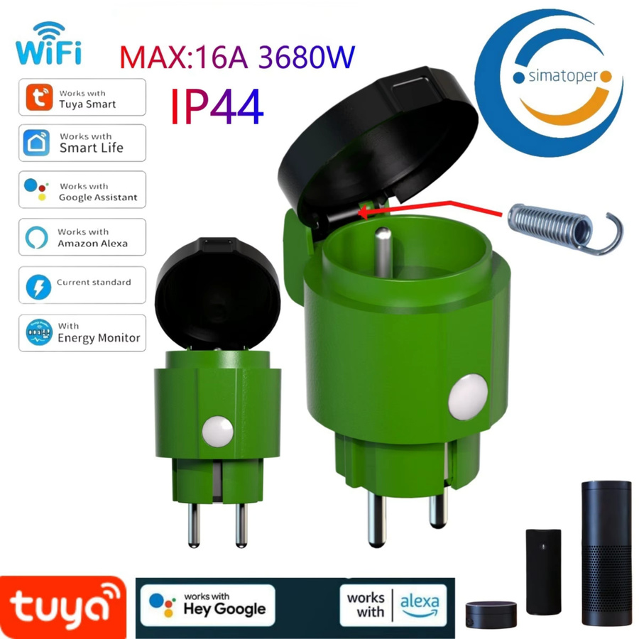 Simatoper 4er-Set Outdoor WLAN-Doppelsteckdose in Grün, IP44, Smart Life App, Energieüberwachung, Timer, 16A 3840W Schuko-Steckdose, Alexa-kompatibel - Bild 5