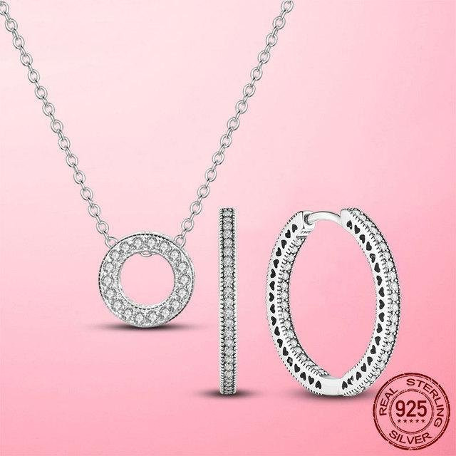 Schmuckset Damen, 925 Silber, Zirkonia, Ohrringe, Halskette - Bild 1