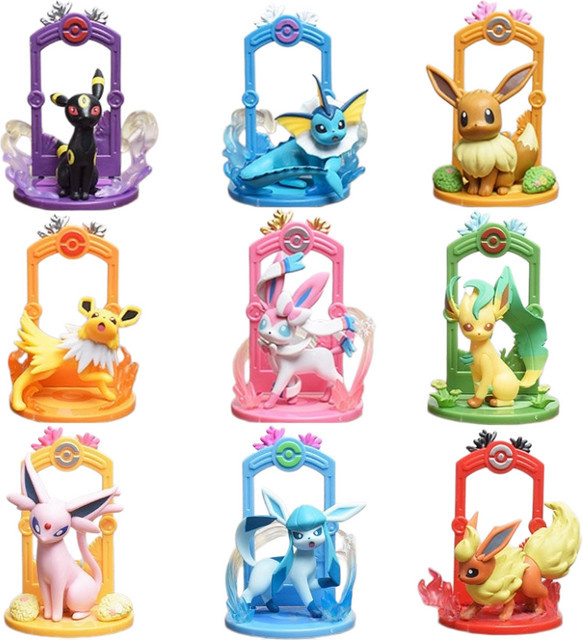 TAKARA TOMY Pokémon Eeveelution Figurenset, 9-teiliges Set, Anime-Figur - Bild 1