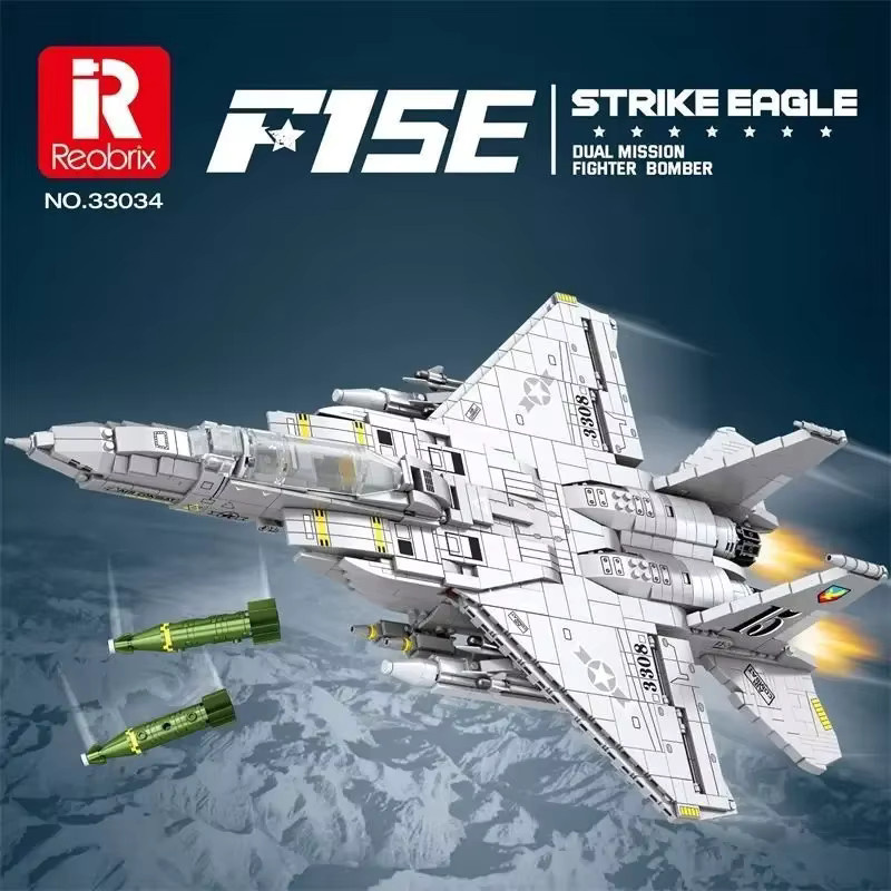 Reobrix 33034 Militär F-15E Strike Eagle Schwerer Kampfjet, Bausatz - Bild 3