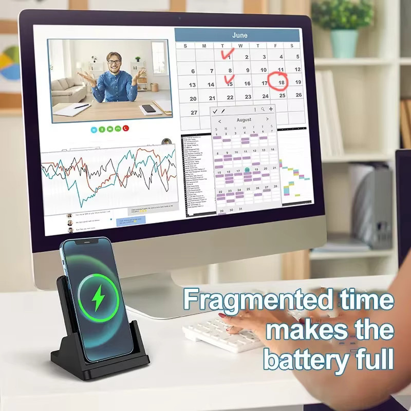 VIKEFON Kabelloses Ladegerät mit Ständer, Ultradünne Desktop-Ladestation für schnelles Aufladen, Kompatibel mit iPhone 17 16 15 14 13 12 sowie Samsung und Xiaomi - Bild 4