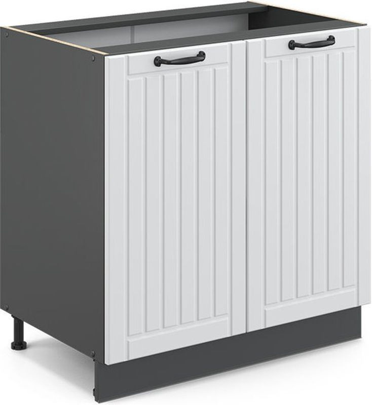 Vicco Küchenschrank Fame-line Spülenschrank in Weiß Landhaus mit Regal und Drehtüren, Breite: 80 cm - Bild 1