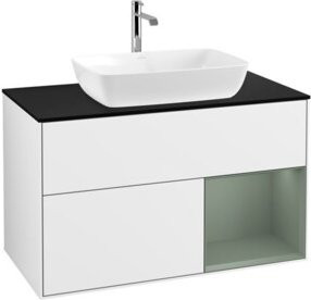 V&B Waschtischunterschrank Finion 100 mit Wandbeleuchtung, Weiß lackiert, B/T/H: 100 x 50,1 x 50,1 cm - Bild 1