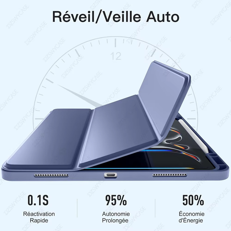 DZSWYCASE Silikonhülle für iPad Pro 13 Zoll M4 M5 2024 2025 mit dreifach faltbarem Ständer und Stifthalter in Pink oder Blue - Bild 2