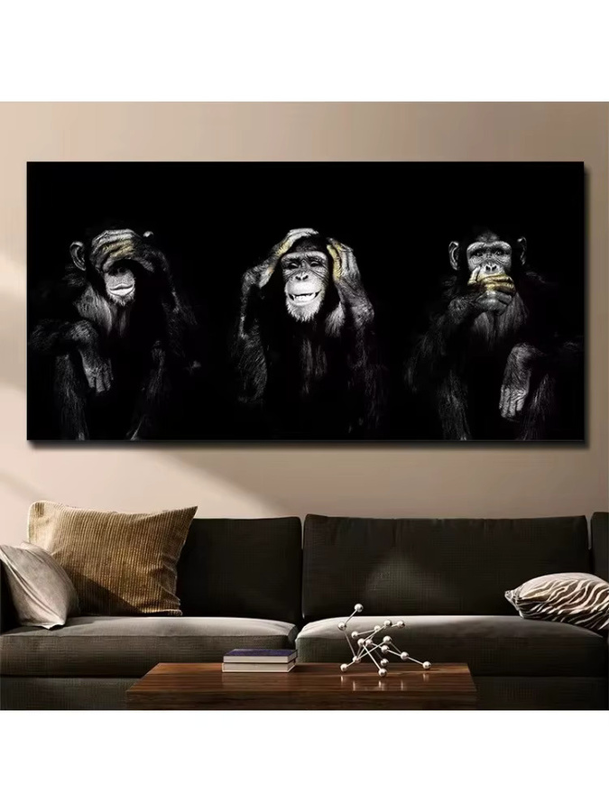 AZNM Leinwandgemälde Tier-Wandkunst Dunkler lustiger Affe Großformat-Poster für deine Wohnzimmer-Dekoration ohne Rahmen - Bild 3
