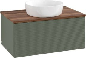 V&B Waschtischunterschrank Antao mit Frontstruktur in Grau-Grün lackiert, B/T/H: 80 x 36 x 50 cm - Bild 1