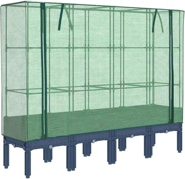 Furnicato Hochbeet mit Gewächshausaufsatz in Blaugrau, B/T/H: 160 x 40 x 44 cm - Bild 1