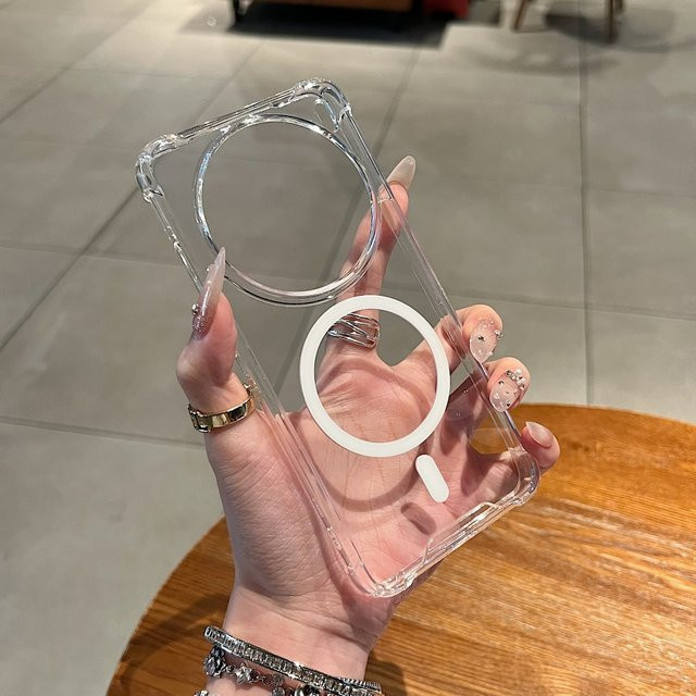 VIVO MagSafe Kompatible Magnetische Handyhülle aus klarem PC mit Airbag-Schutz für VIVO X300 X200 V60 V50 Pro Lite, Transparent - Bild 1