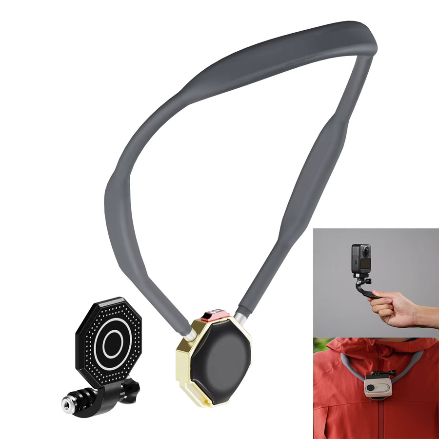 FEICHAO Quick Release Silikon Neck Mount Magnetische Kamera und Telefon Halterung in Schwarz für GoPro Hero 13, Insta 360 und DJI Osmo Action - Bild 2