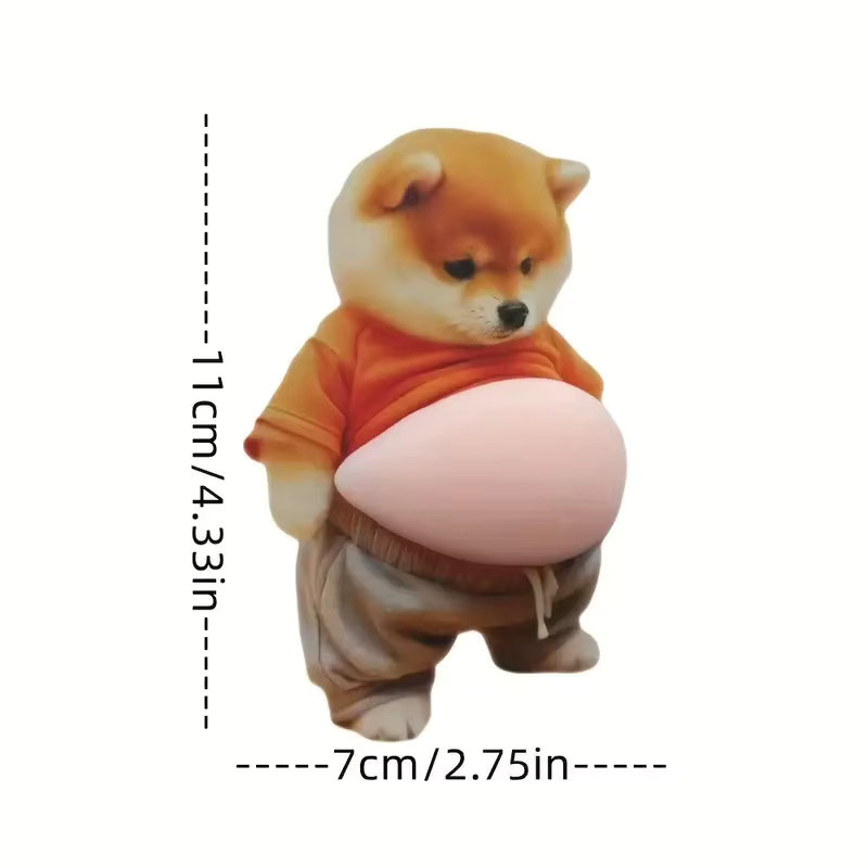 Potdemiel 3D-Shiba-Inu-Hundebauch-Aufkleber in Orange mit süßem Welpen-Motiv und selbstklebender Silikon-Oberfläche - Bild 2