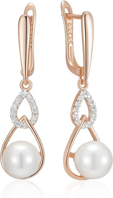 Ohrringe Roségold, Perle, Zirkonia, Damen - Bild 1