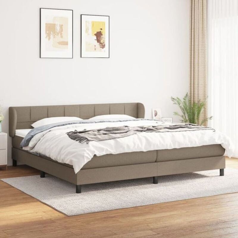 Vidaxl Boxspringbett mit Matratze in Taupe meliert und Weiß, modern aus Stoff und Massivholz, B/T/H: 200 x 200 x 78 cm - Bild 1