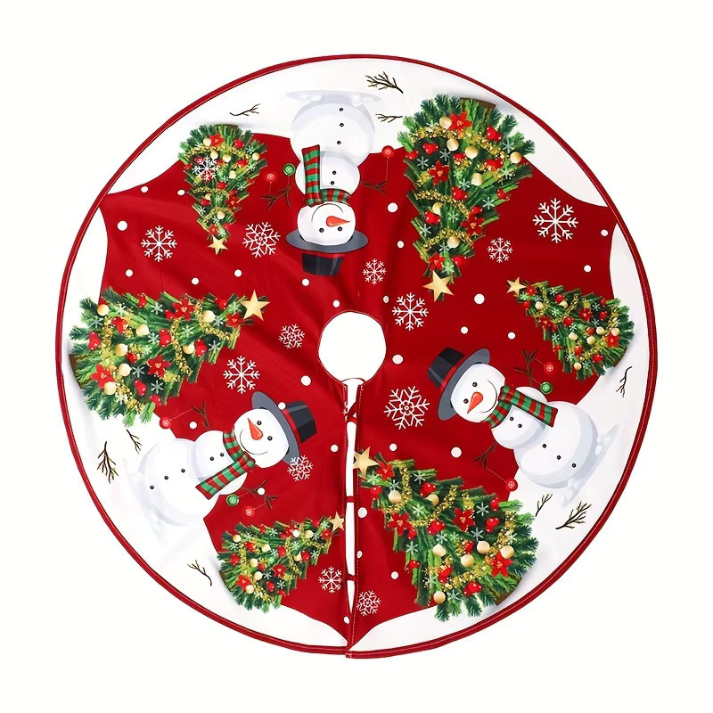 VIKAMA Weihnachtsbaumschürze Wish You a Merry Christmas in Rot mit floralem Muster und Text für deine Weihnachtsdekoration innen und außen - Bild 7