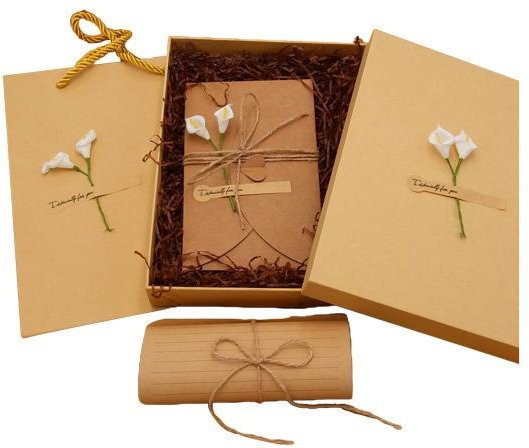Amusedly Briefpapier und Umschlag Set im romantischen Vintage Stil mit Blumendekoration in Beige - Bild 1