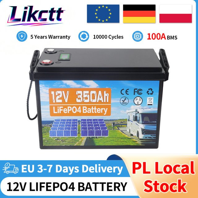 Likctt LiFePO4 Lithium-Batterie 12,8V 350Ah mit 4480Wh Deep-Cycle-Batteriepack für Wohnmobile, Boote und Solarenergiespeicher - Bild 1