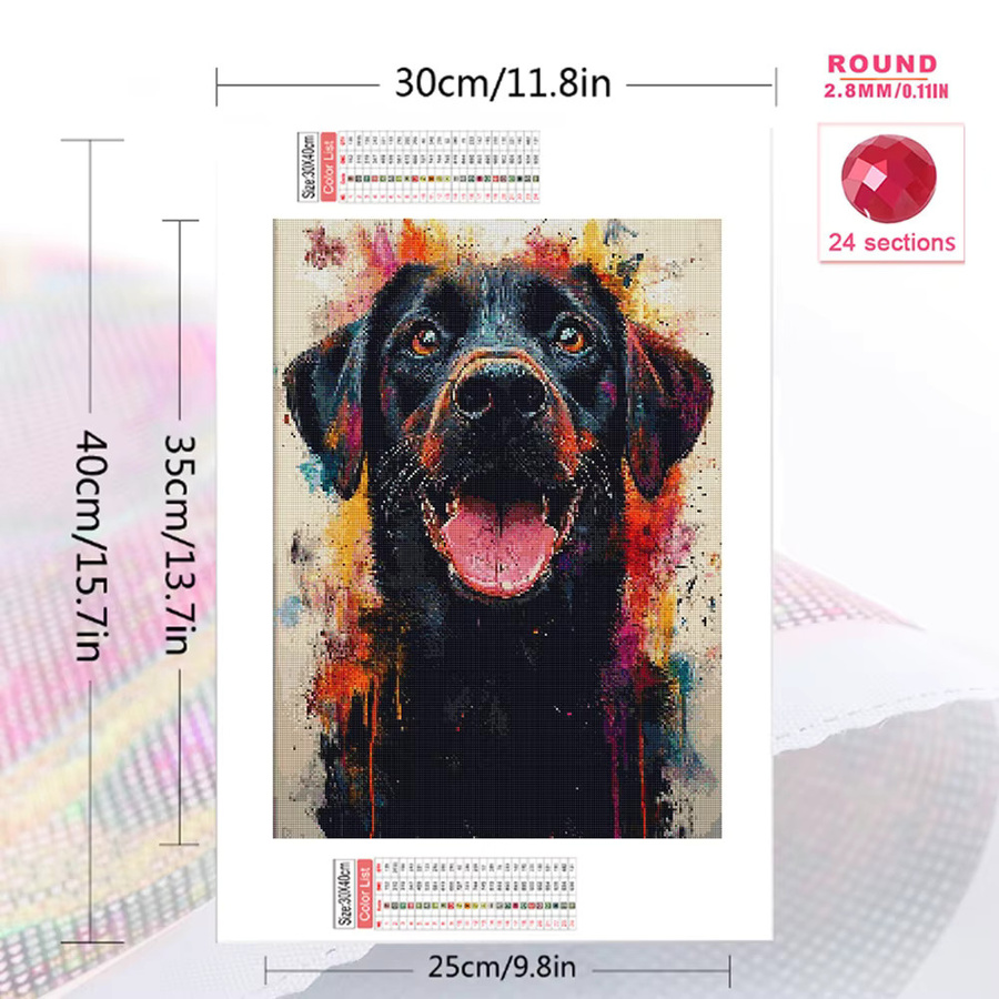 Momoart Diamant-Malerei Hund Tier DIY Bastelset mit Runddiamanten in Multicolour - Bild 2