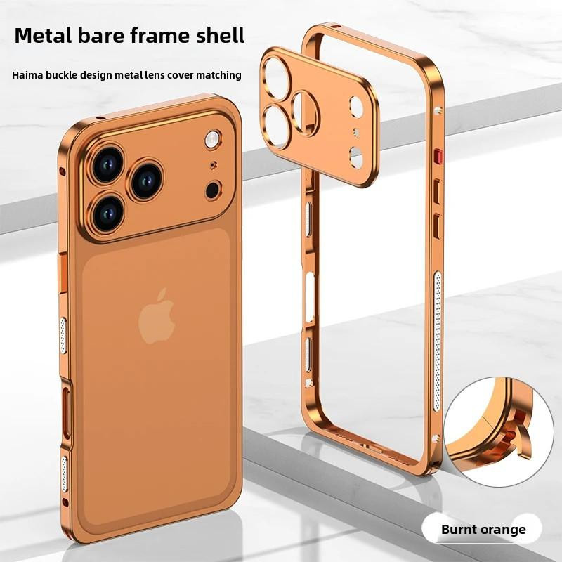Stoßfeste Handyhülle aus Aluminiumlegierung für Apple iPhone 17 Pro Max und 17 Air in Orange mit Wärmeableitung - Bild 3