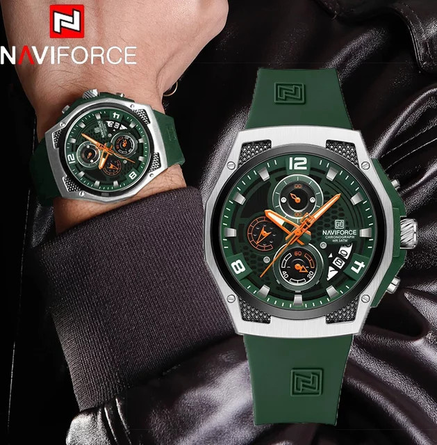 NAVIFORCE Armbanduhr Chronograph, Quarz, Silikon, Rot, Herren - Bild 1