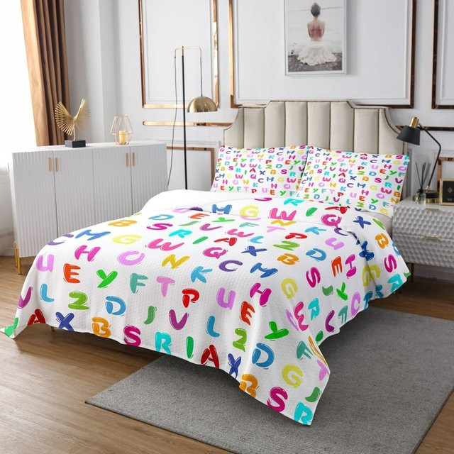 Flylo Kinderbettwäsche-Set Englisches Alphabet mit Bettbezug und Kissenbezügen, Mehrfarbig, B/H: 150 x 200 cm - Bild 1