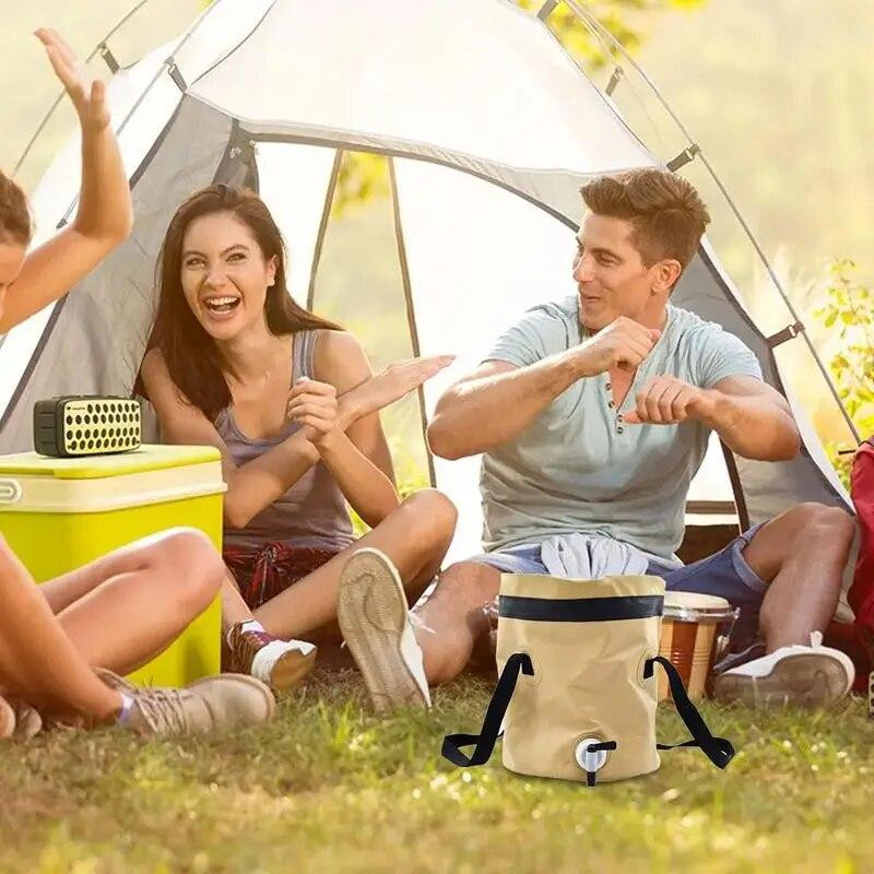 Binchi Outdoor zusammenklappbarer Camping-Wasserbehälter mit Wasserhahn, 10 l, beige - Bild 2