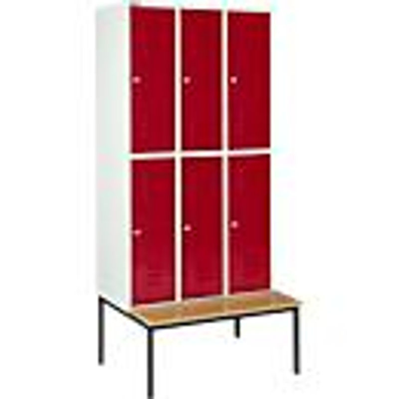 Schäfer Shop Select Kleiderspind mit Sitzbank, 3x2 Abteile, Zylinderschloss, Farbe: Rubinrot - Bild 2