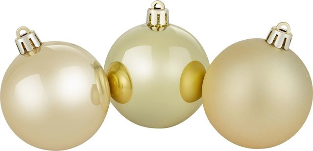 OBI Weihnachtskugeln Gold aus Kunststoff, 25 Stück, Durchmesser: 6 cm - Bild 1