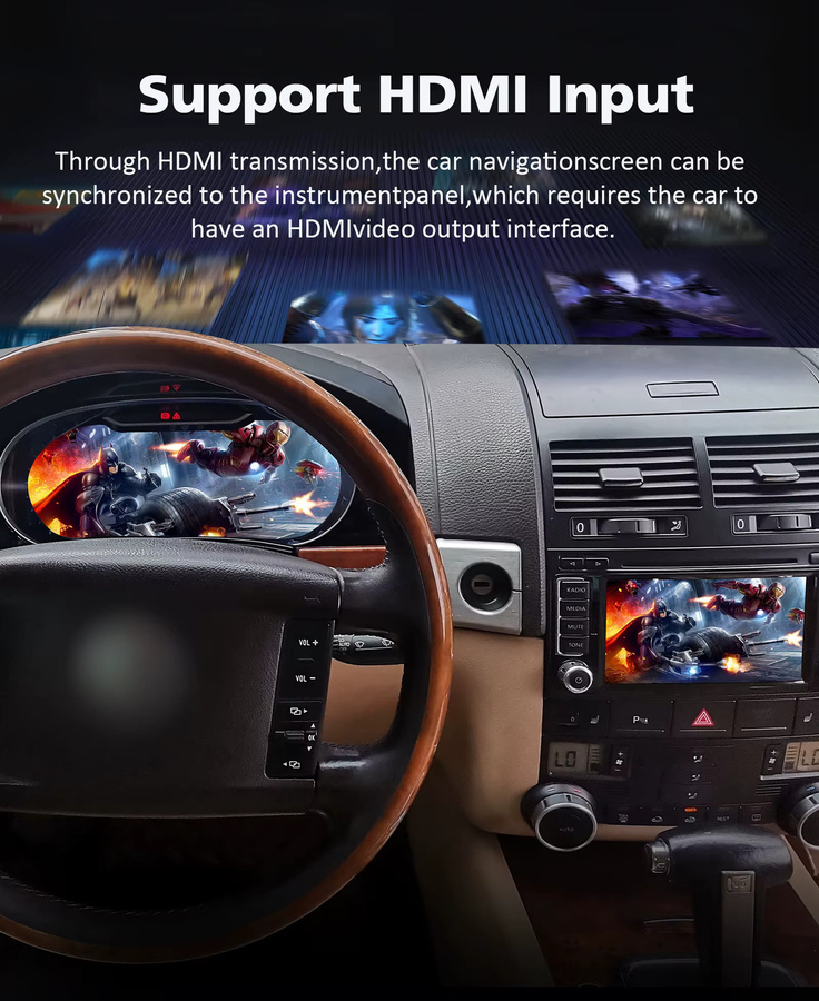 Hizpo Digitales Auto-Instrumentencluster 12,3 Zoll für Volkswagen Touareg 2003 - 2010 LCD-Armaturenbrett mit Carplay und Android Auto in Schwarz - Bild 4