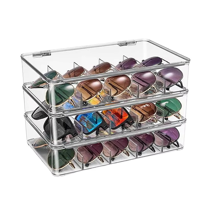 JETTING Brillen-Aufbewahrungsbox aus Acryl mit Deckel, transparenter Sonnenbrillen-Organizer mit 5 Fächern - Bild 2