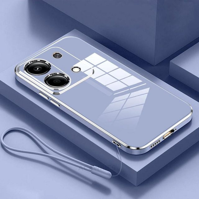 Luxus-Silikonhülle mit Überzug und Lanyard für Xiaomi Redmi Note 13 Pro 4G 5G Poco X6 M6 Pro in Blau - Bild 1