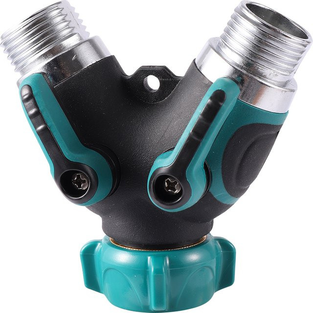 Gartenbewässerungsschlauch-Splitter als 1-Wege-2-Wege-Wasserverteiler mit 3/4 Zoll amerikanischem Standard-Gewinde und Wasserhahn-Adapter - Bild 1