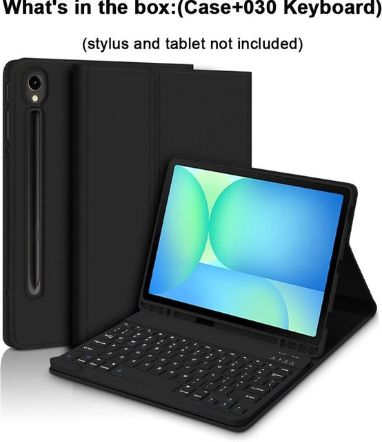 Samsung Tastaturhülle mit Stifthalter für Galaxy Tab S10 Lite, S10 FE, S9 FE, S9, S8 und S7 in Schwarz - Bild 1