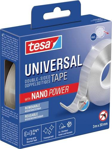 tesa Nano Power doppelseitiges Klebeband transparent, Länge: 3 m, Breite: 30 mm - Bild 1