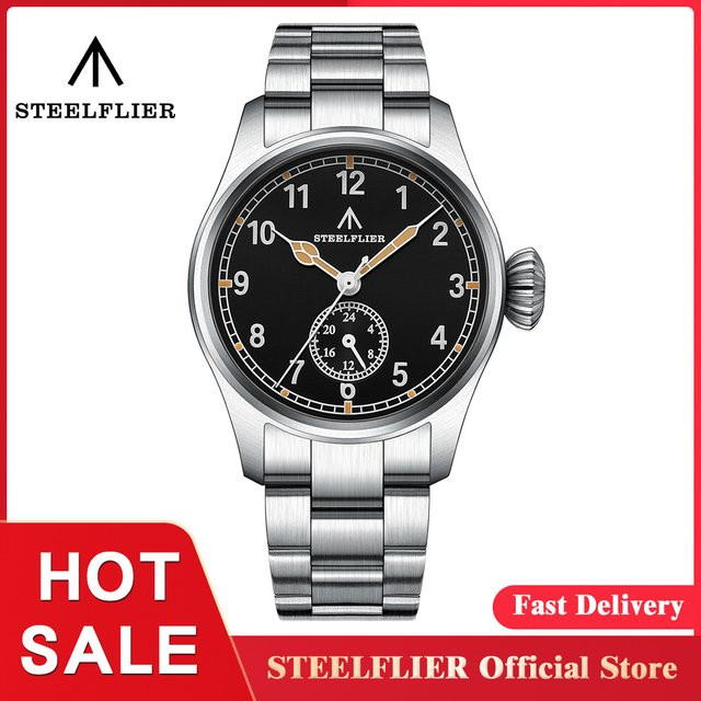 STEELFLIER Armbanduhr Quarz, Edelstahl, Schwarz, Silber, Herren - Bild 1
