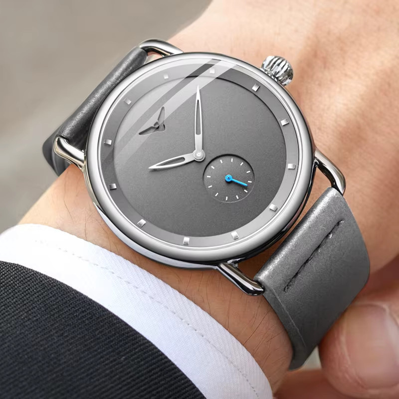 ONOLA Armbanduhr Quarz, Leder, Grau, Herren - Bild 2
