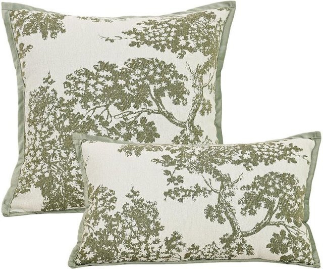 JMG Clothing Kissenbezug aus Chenille-Jacquard-Samt in Grün mit floralem Design, B/H: 30 x 50 cm - Bild 1
