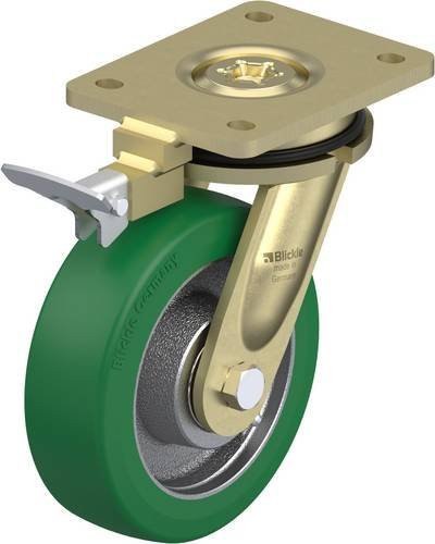 Blickle Lenkrolle LS-GST 160K-RI4 mit Feststeller in Grün und Silber, Rad-Durchmesser: 160 mm, Tragfähigkeit: 600 kg - Bild 1