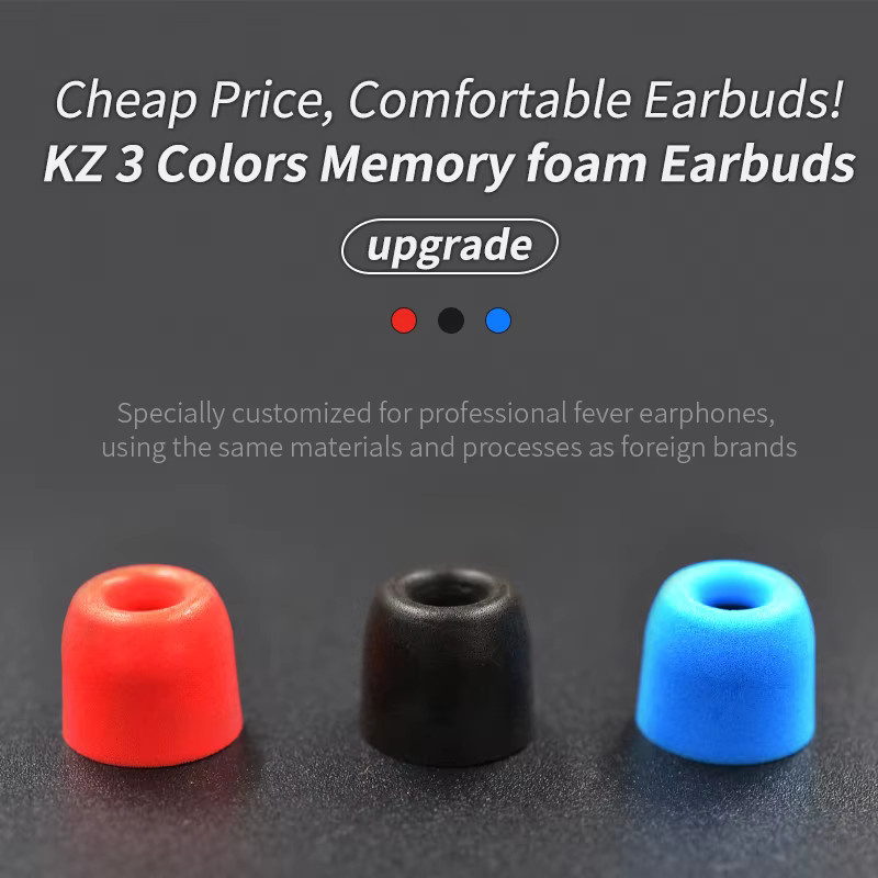 KZ Memory-Schaum-Ohrstöpsel für In-Ear-Kopfhörer, 3 Paar (6 Stück), Schwarz/Mehrfarbig, passend für KZ ZSX EDXPro PR3 - Bild 3