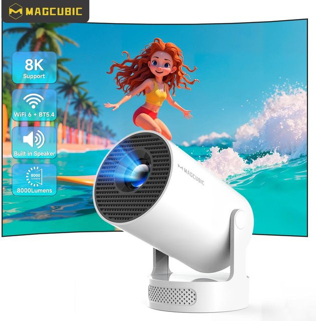 Magcubic HY300 Pro+ Projektor mit Android 14, 8000 Lumen, 720P HD, WiFi6 und Bluetooth 5.4, tragbarer Heimprojektor für Outdoor und Indoor - Bild 1